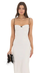 Open Back Two-Toned Maxi Dress in White